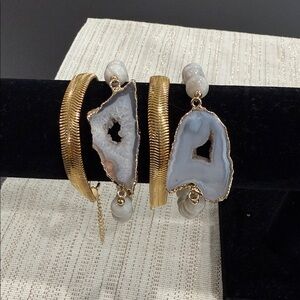 Gold and White Quartz Bracelet Set